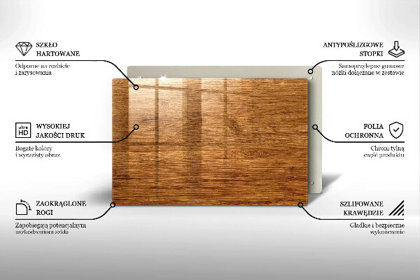 Steklena podloga za rezanje Tekstura lesene plošče