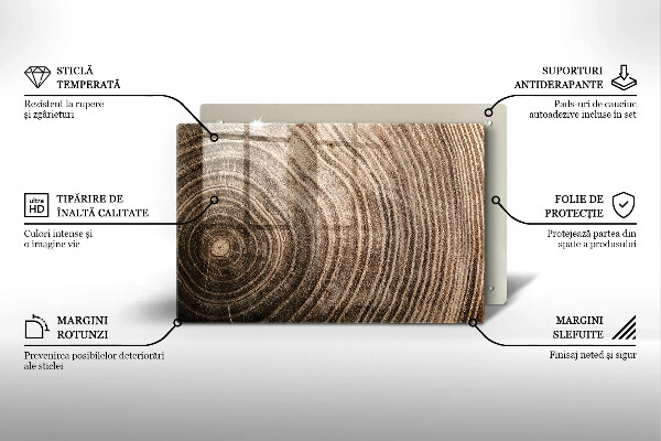 Steklena podloga za rezanje Leseni obroči