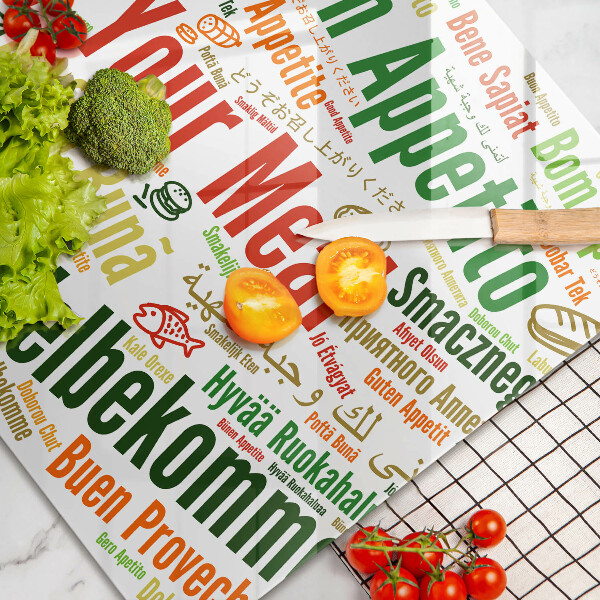 Steklena podloga za rezanje Podnapisi Bon appetit jeziki