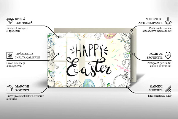 Steklena podloga za rezanje Happy Easter