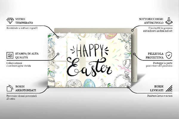 Steklena podloga za rezanje Happy Easter