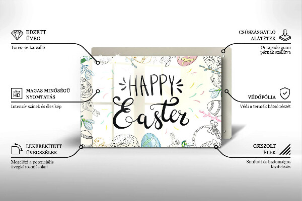 Steklena podloga za rezanje Happy Easter
