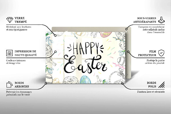 Steklena podloga za rezanje Happy Easter