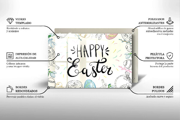 Steklena podloga za rezanje Happy Easter