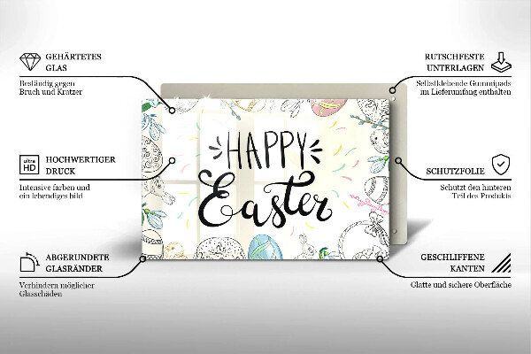 Steklena podloga za rezanje Happy Easter