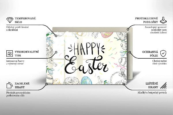 Steklena podloga za rezanje Happy Easter