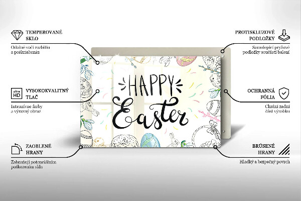 Steklena podloga za rezanje Happy Easter
