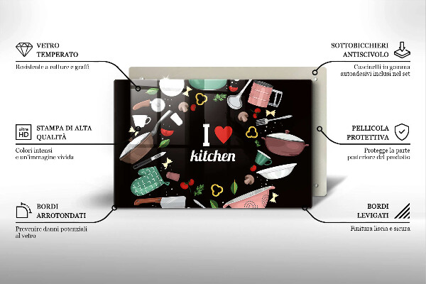 Steklena podloga za rezanje Ilustracija Obožujem kuhinjo