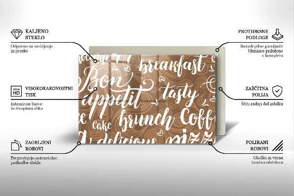 Steklena podloga za rezanje Bon appetit podnapisi