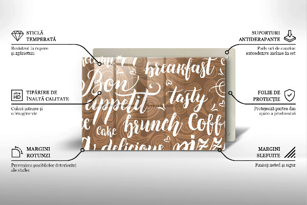 Steklena podloga za rezanje Bon appetit podnapisi