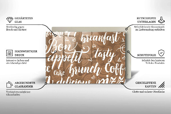 Steklena podloga za rezanje Bon appetit podnapisi