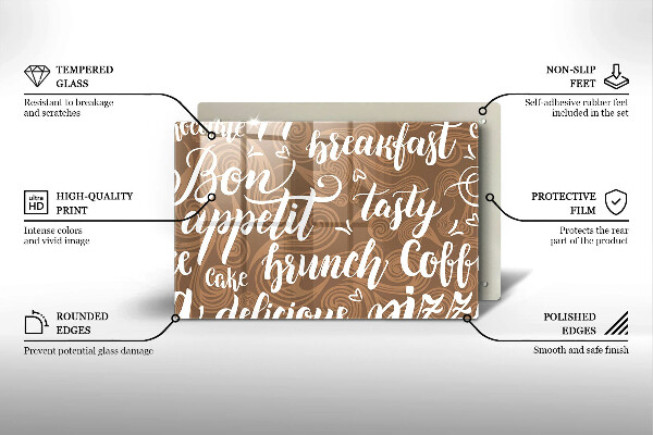 Steklena podloga za rezanje Bon appetit podnapisi