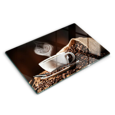 Steklena podloga za rezanje Kava in skodelica