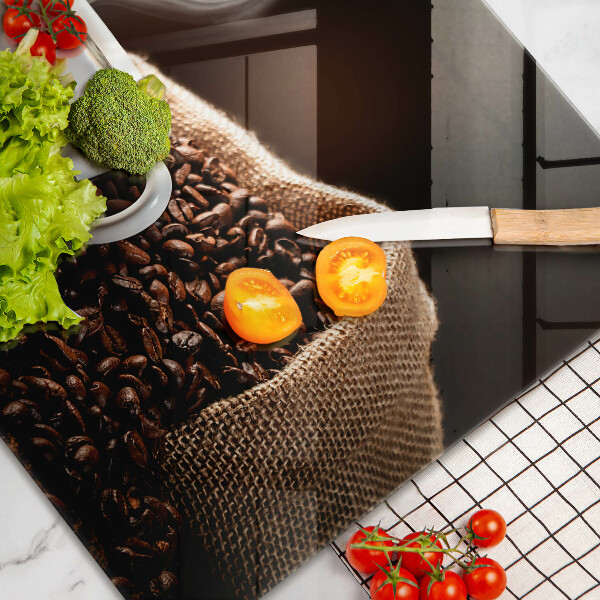 Steklena podloga za rezanje Kava in skodelica