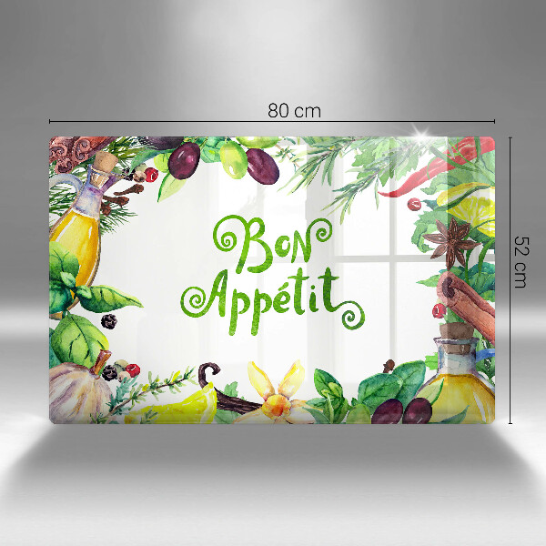 Steklena podloga za rezanje Napis Bon Appetit