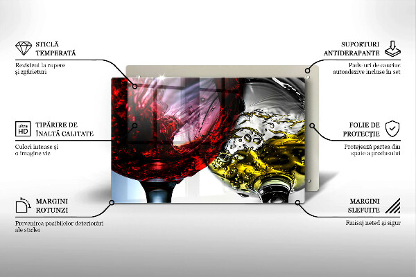 Steklena podloga za rezanje Kozarci vina