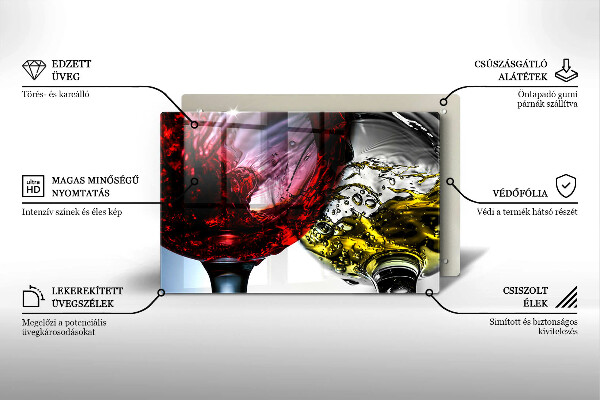 Steklena podloga za rezanje Kozarci vina