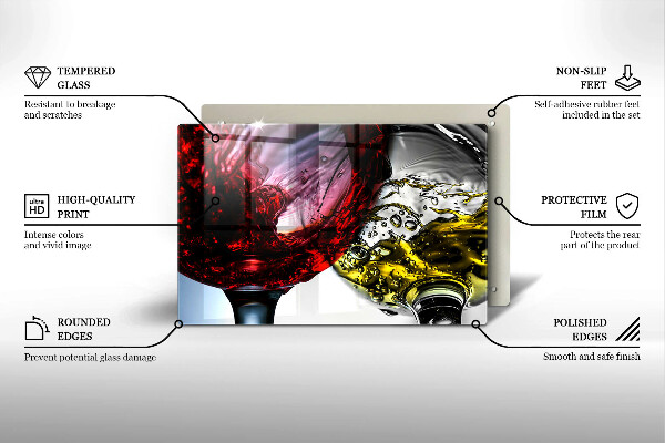 Steklena podloga za rezanje Kozarci vina