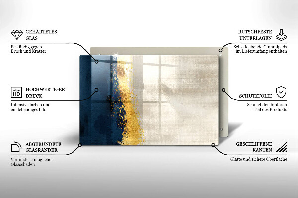 Steklena podloga za rezanje Zlata abstrakcija