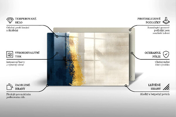Steklena podloga za rezanje Zlata abstrakcija