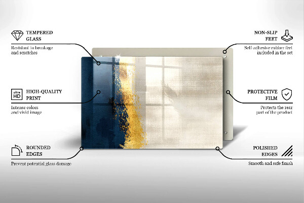 Steklena podloga za rezanje Zlata abstrakcija