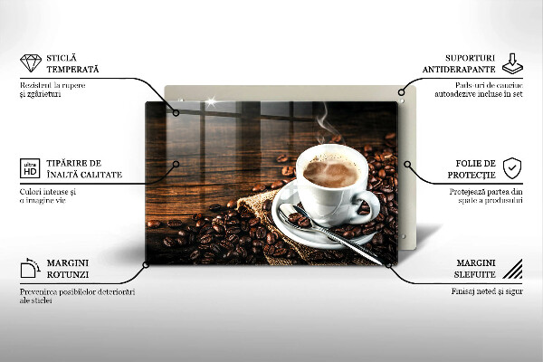 Steklena podloga za rezanje Skodelica in kavna zrna