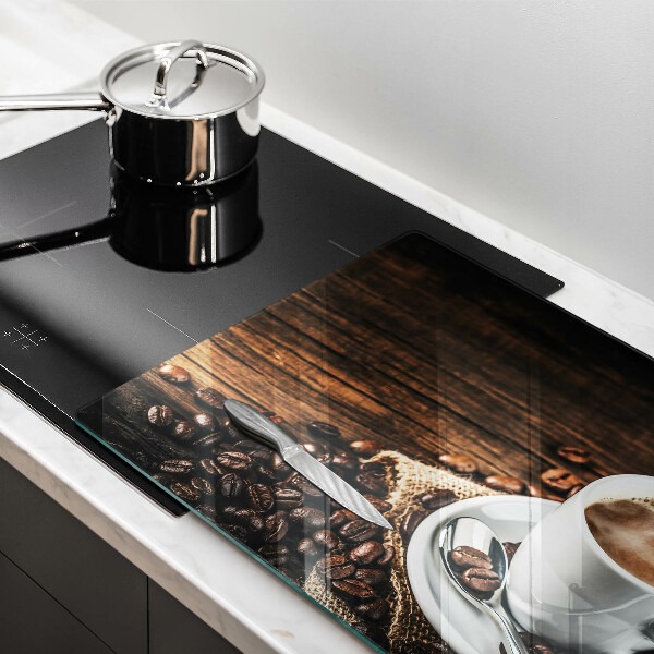 Steklena podloga za rezanje Skodelica in kavna zrna