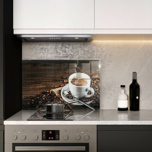 Steklena podloga za rezanje Skodelica in kavna zrna