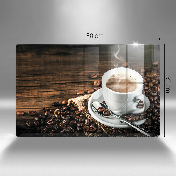 Steklena podloga za rezanje Skodelica in kavna zrna