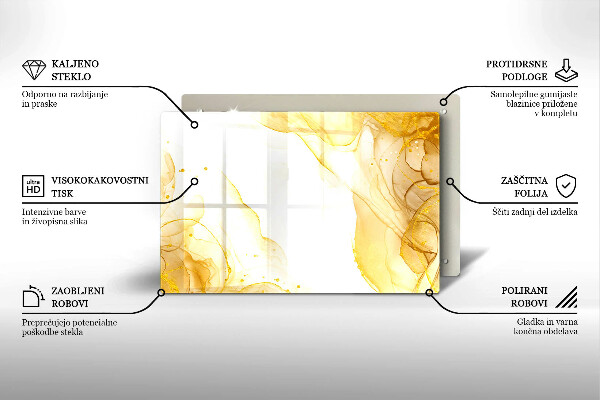 Steklena podloga za rezanje Zlata abstrakcija