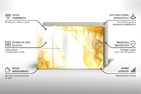 Steklena podloga za rezanje Zlata abstrakcija