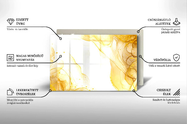 Steklena podloga za rezanje Zlata abstrakcija
