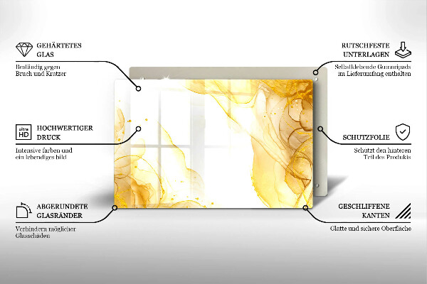 Steklena podloga za rezanje Zlata abstrakcija
