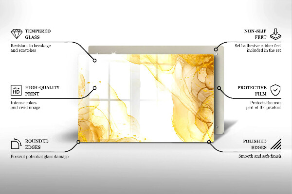 Steklena podloga za rezanje Zlata abstrakcija