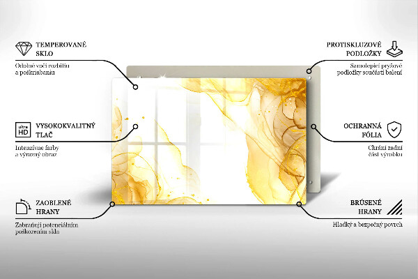 Steklena podloga za rezanje Zlata abstrakcija