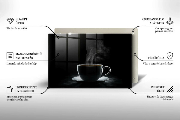 Steklena podloga za rezanje Vroča skodelica kave