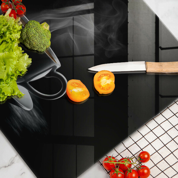 Steklena podloga za rezanje Vroča skodelica kave