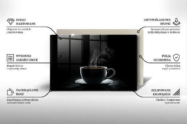 Steklena podloga za rezanje Vroča skodelica kave