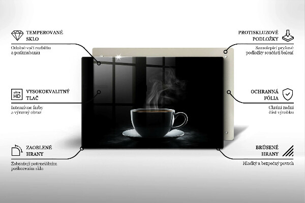 Steklena podloga za rezanje Vroča skodelica kave