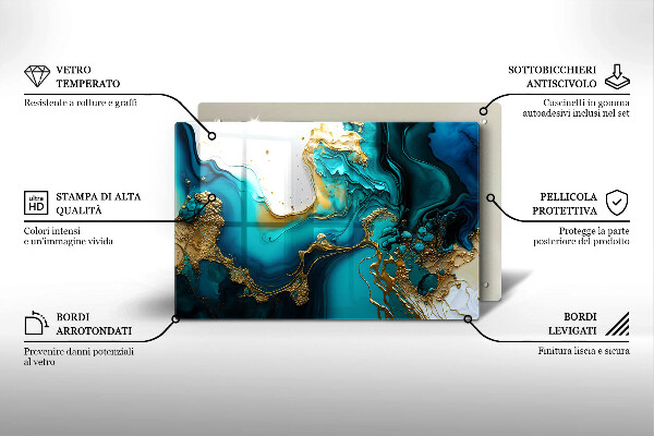 Steklena podloga za rezanje Turkizna abstrakcija