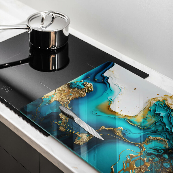 Steklena podloga za rezanje Turkizna abstrakcija