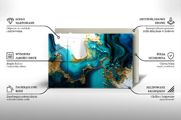 Steklena podloga za rezanje Turkizna abstrakcija