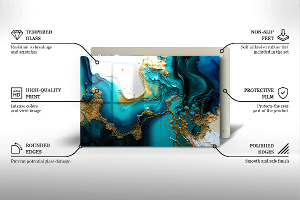 Steklena podloga za rezanje Turkizna abstrakcija
