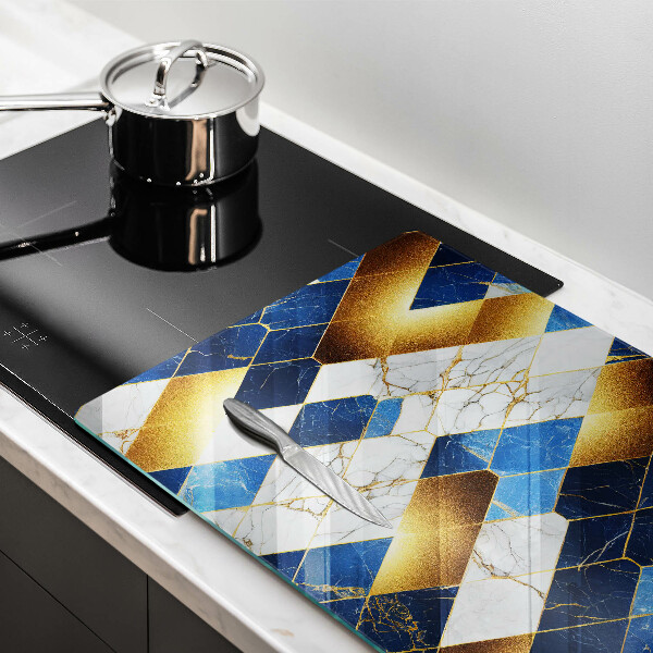 Steklena podloga za rezanje Zlati marmorni rombi