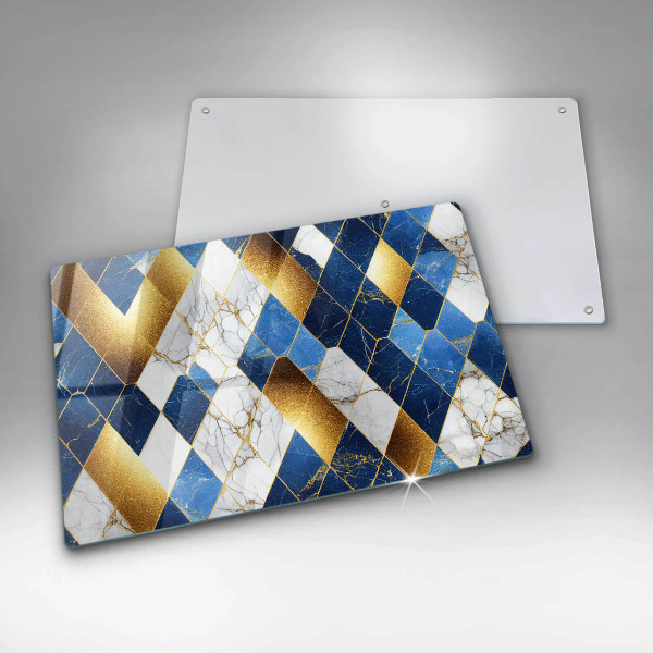 Steklena podloga za rezanje Zlati marmorni rombi