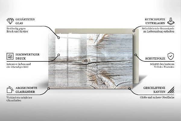 Steklena podloga za rezanje Svetla lesena struktura