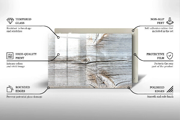 Steklena podloga za rezanje Svetla lesena struktura