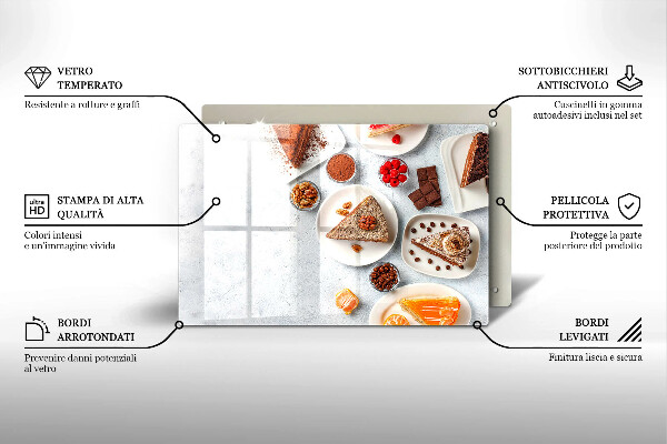 Steklena podloga za rezanje Sladkost torte