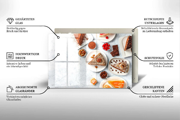 Steklena podloga za rezanje Sladkost torte