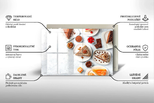 Steklena podloga za rezanje Sladkost torte